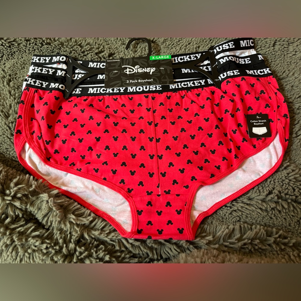 NWT Disney Mickey Mouse 3 pack Womens boy shorts underwear size XL